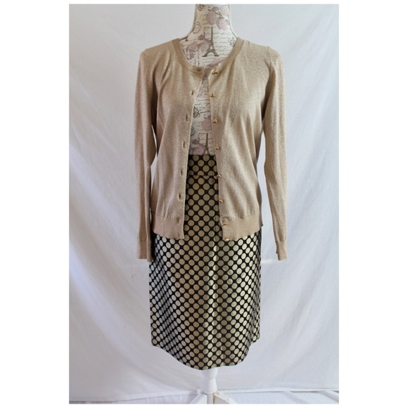 J. Crew Silk Gold Circles Pencil Skirt Fits Size 8 - Picture 7 of 7